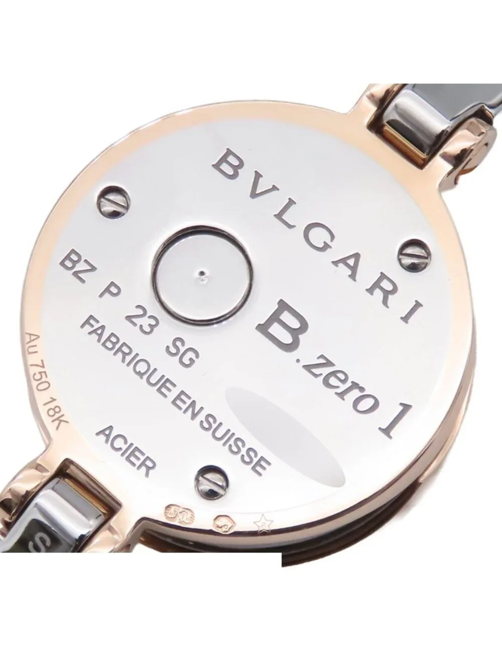 Bvlgari B.Zero1 12 S White SS 18K Pink Gold Diamond Bangle Watch